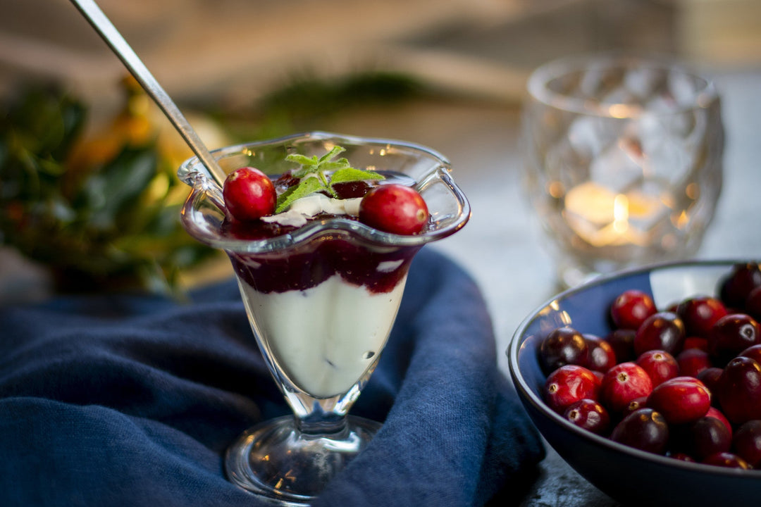 Preiselbeerkompott mit Panna Cotta